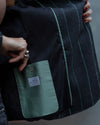 Giacca monopetto grigio riga verde