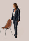 Giacca monopetto simil pelle blue