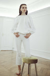 Girocollo elastic cotton blouse